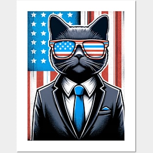 Meowica Cat 4th of July Posters and Art